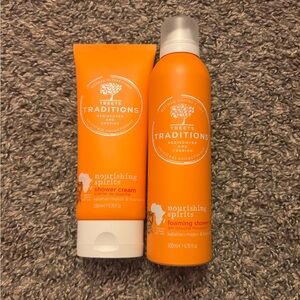 Treets traditions foaming shower gel and treets traditions shower cream.